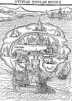 Vue d'Utopia de Thomas More à vol d'oiseau