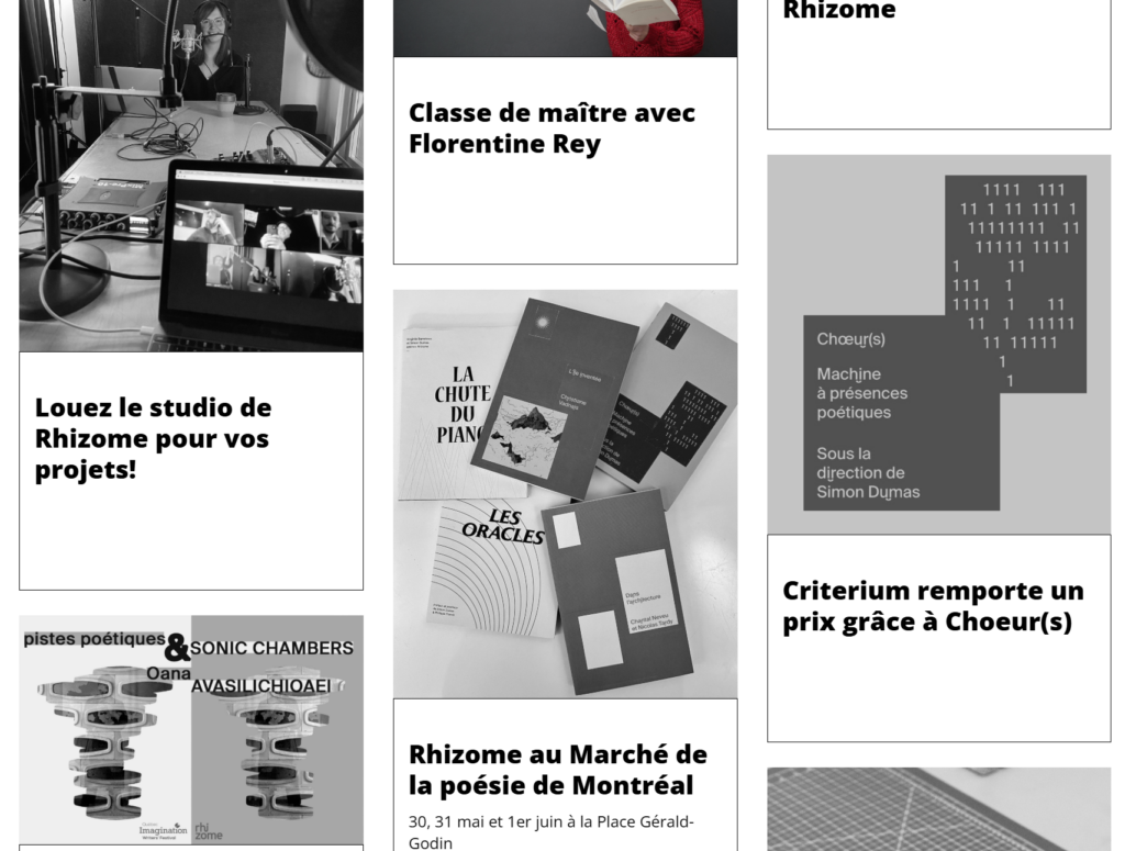 La page d'actualités https://productionsrhizome.org/actualites