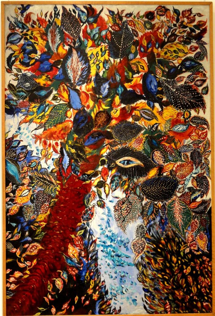 L’Arbre de Paradis de Séraphine Louis, grande composition végétale colorée autour d’un arbre foisonnant.