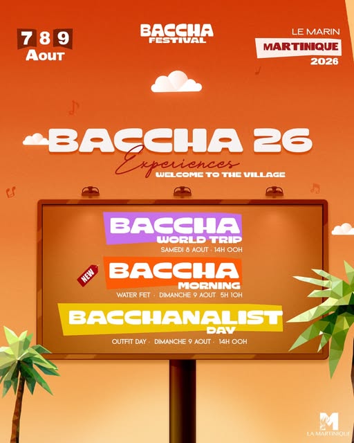 Une immersion directe dans l’énergie du Baccha 26 entre énergie caribéenne et soundsystems, lifestyle, rythmes afro-caribéens et sunset vibes.