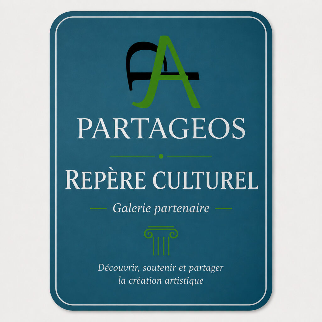 Plaque moderne et élégante de culture avec PARTAGEOS.COM