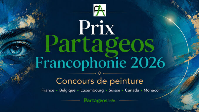 Prix Partageos Francophonie 2026, concours de peinture ouvert aux artistes francophones résidant en France, Belgique, Luxembourg, Suisse, Canada et Monaco.